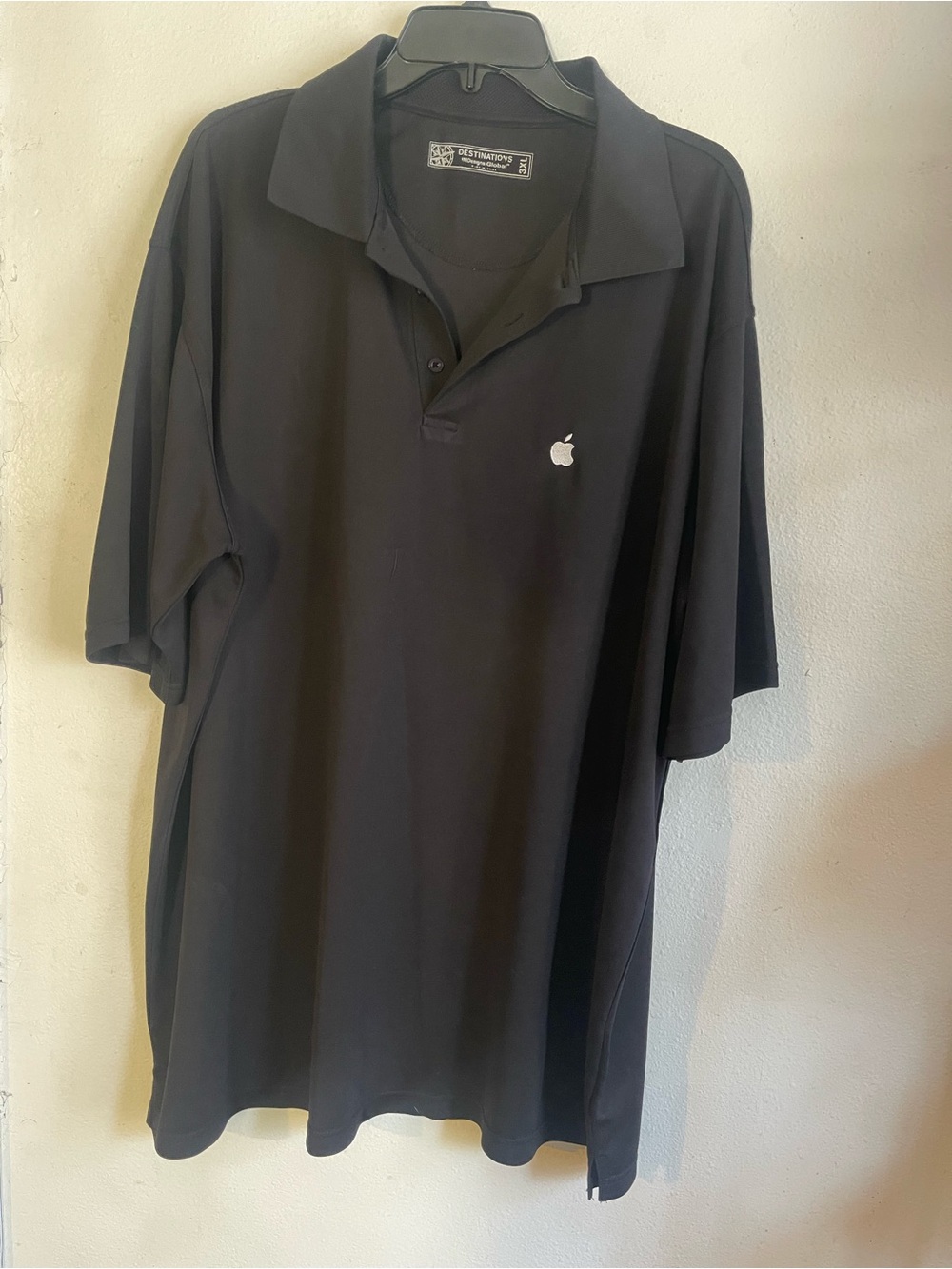 Black Short-Sleeve Polo with Small White Logo